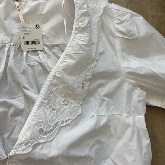 Free People Maisie Cutwork Long Sleeve Top sz L - Picture 8 of 10